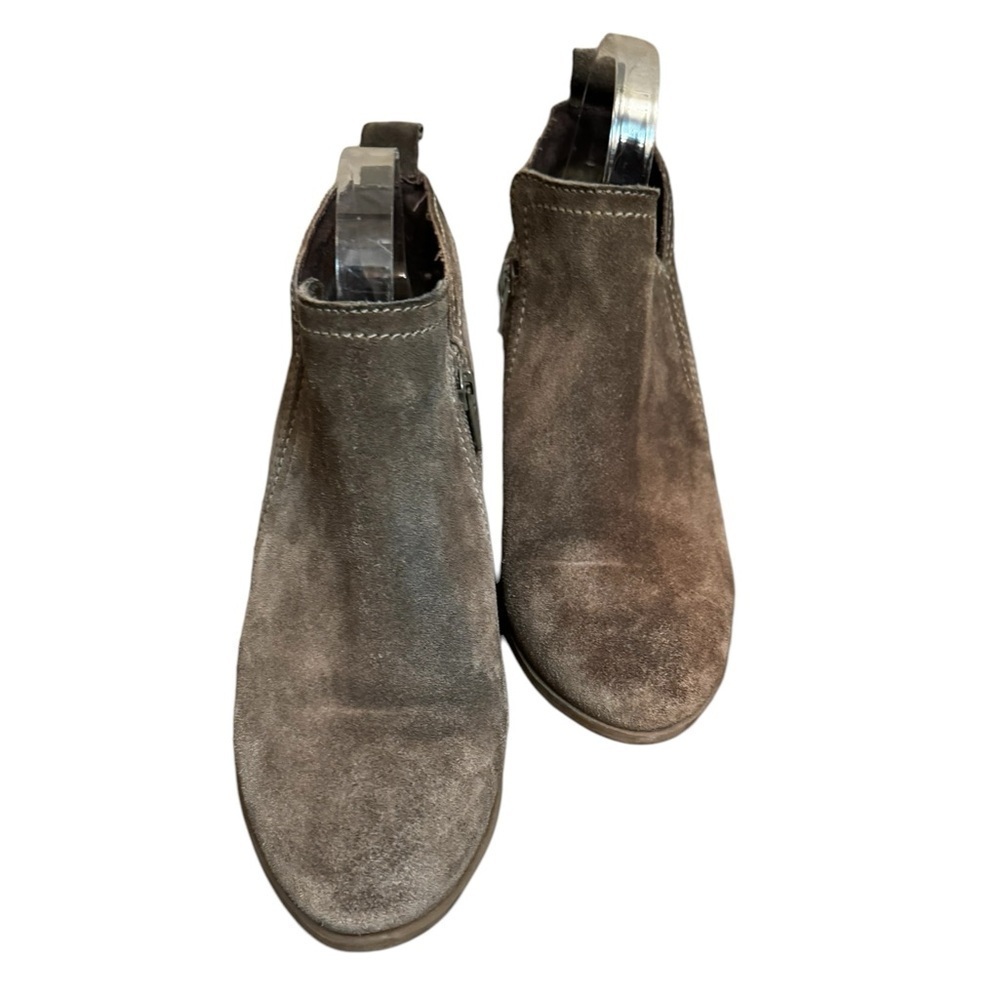 DIBA LAYLA Taupe Suede Leather Side Zip Shoe Bootie Ankle Boot Bootie Western